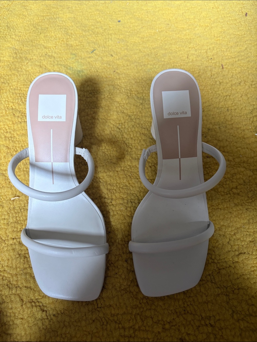 Dolce Vita White Minimalist Double-Strap Heeled Sandals